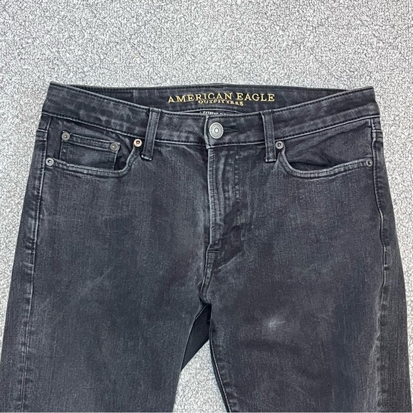 American Eagle Slim Jeans Mens Size 30X29 Black Extreme Flex 4 Tapered Leg - Picture 2 of 10